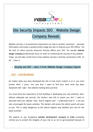 Site Security Impacts SEO - Website Design Company Reveals!