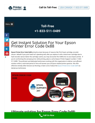 Easy to fix epson printer error code 0x88 by expert