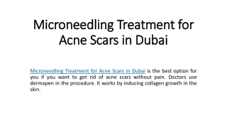 Microneedling Treatment for Acne Scars in Dubai