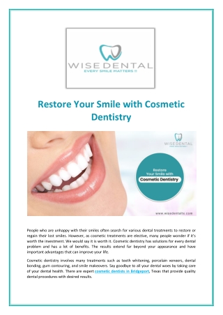 Improve Your Smile with Cosmetic Dentistry