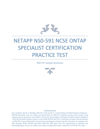 Actual NetApp NS0-591 NCSE ONTAP Specialist Certification Practice Test