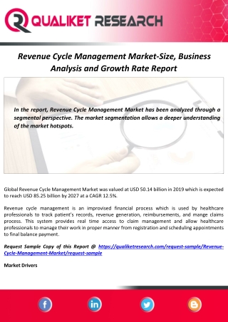Revenue Cycle Management Market Outlook : Size, Demand, Growth and Forecast Report by 2027