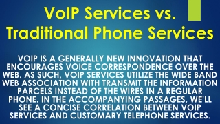 VoIP Services vs. Traditional Phone Services