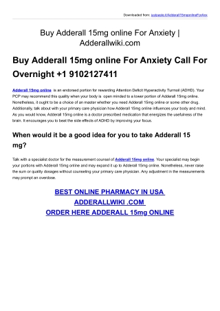 Buy Adderall 15mg online For Anxiety | Adderallwiki.com