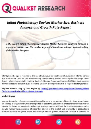 Infant Phototherapy Devices Market Overview, Size, Demand and Global Analysis Report By 2027