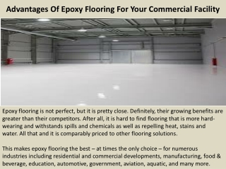 Advantages Of Epoxy Flooring For Your Commercial Facility