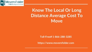 Know the Local or Long Distance Average Cost to Move