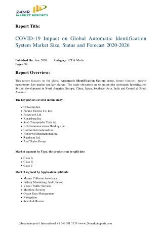 Automatic Identification System Market Size, Status and Forecast 2020-2026