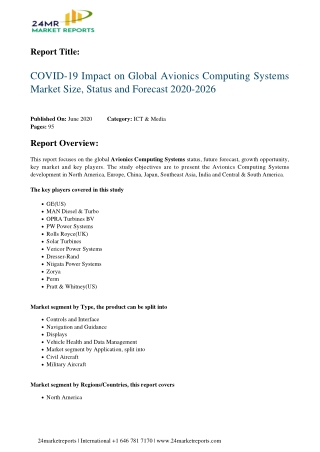 Avionics Computing Systems Market Size, Status and Forecast 2020-2026