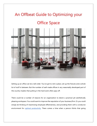 An Offbeat Guide to Optimizing your Office Space