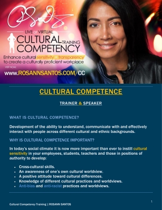Cultural Competency Training for Cultural Competence in the Workplace