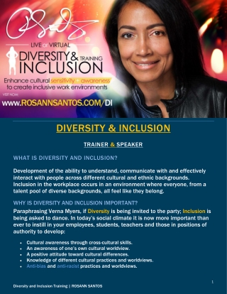 Diversity and Inclusion Training for an Inclusive Workplace - Rosann Santos