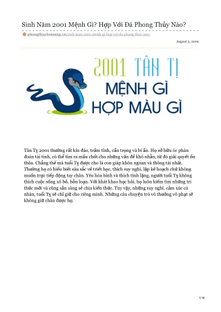 Sinh Năm 2001 Mệnh Gì? Hợp Với Đá Phong Thủy Nào?