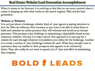 Real Estate Website Lead Generation Accomplishment