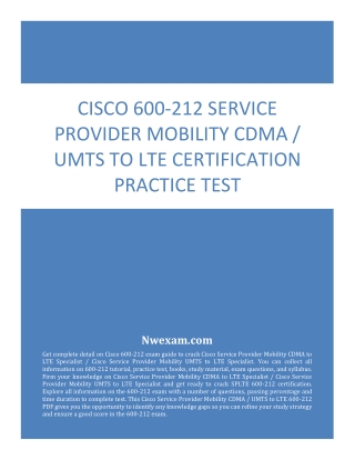 Actual Cisco 600-212 Service Provider Mobility CDMA / UMTS to LTE Certification Practice Test