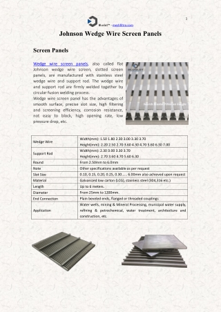 Johnson Wedge Wire Screen Panels