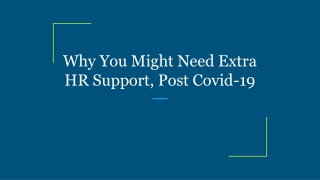 Why You Might Need Extra HR Support, Post Covid-19