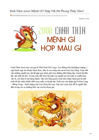 Sinh Năm 2000 Mệnh Gì? Hợp Với Đá Phong Thủy Nào?