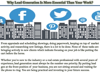 Why Lead Generation Is More Essential Than Your Work?