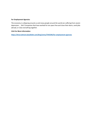 For Employment Agencies