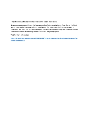 4 Tips To Improve The Development Process For Mobile Applications