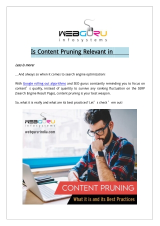 Is Content Pruning Relevant in 2020