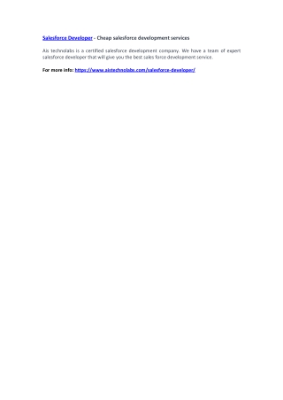 Salesforce Developer - Cheap salesforce development services
