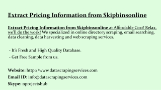 Extract Pricing Information from Skipbinsonline