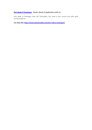 Hire Node JS Developer - Build a Node JS Application with Us