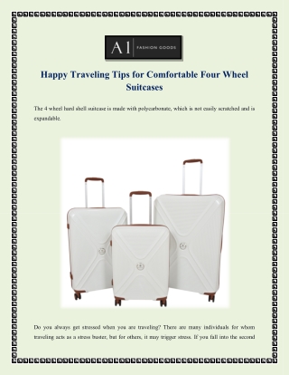 Happy Traveling Tips for Comfortable Four Wheel Suitcases