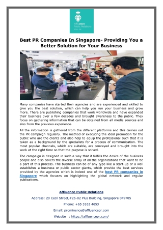 Best PR Companies In Singapore- Providing You a Better Solution for Your Business