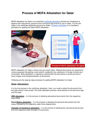 Process of MOFA Attestation for Qatar