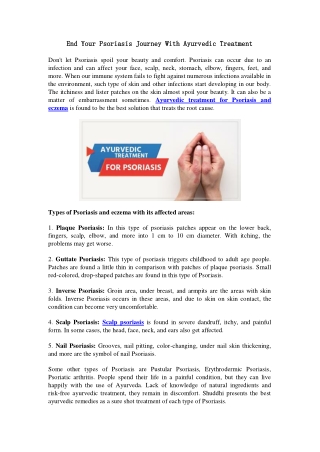 End Your Psoriasis Journey With Ayurvedic Treatment