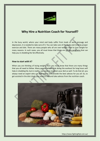 Why Hire a Nutrition Coach for Yourself