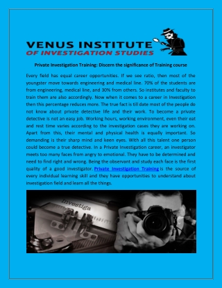 Private investigation training discern the significance of training course