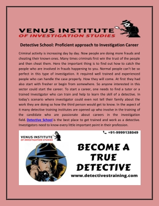 Detective school proficient approach to investigation career