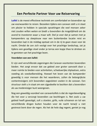 Een Perfecte Partner Voor uw Reiservaring