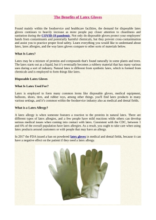 The Benefits of Latex Gloves