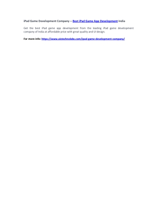 iPad Game Development Company – Best iPad Game App Development India