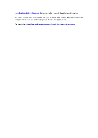 Joomla Website Development Company India - Joomla Development Services
