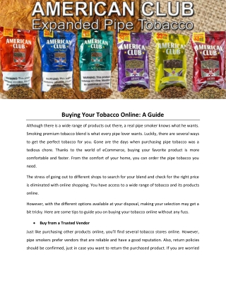 Buying Your Tobacco Online: A Guide