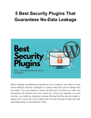 5 Best Security Plugins That Guarantees No-Data Leakage