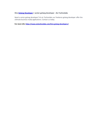 Hire Golang Developer | senior golang developer - Ais Technolabs