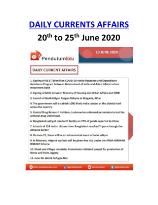 Daily Current Affairs in english 2020