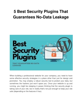 5 Best Security Plugins That Guarantees No-Data Leakage