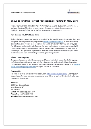 Ways to Find the Perfect Professional Training In New York