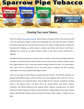 Choosing Your Loose Tobacco