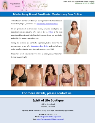 Mastectomy Breast Prosthesis: Mastectomy Bras Online
