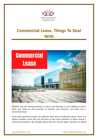 Commercial Lease. Things To Deal With