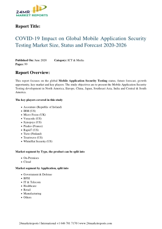 Mobile Application Security Testing Market Size, Status and Forecast 2020-2026